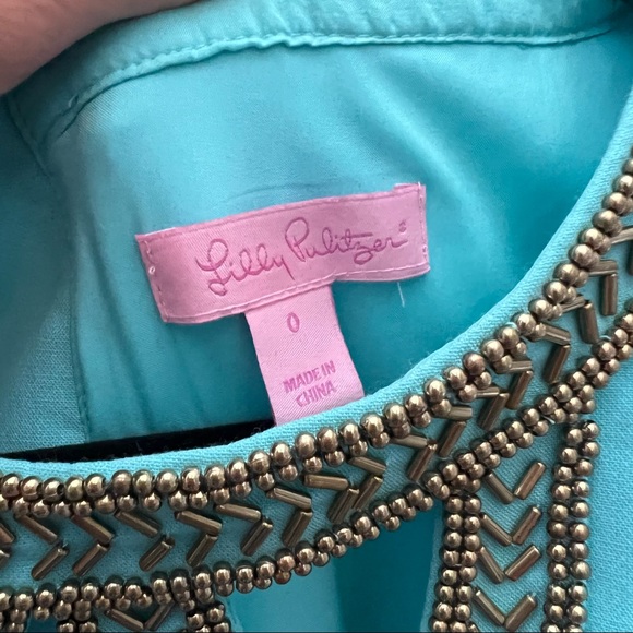 Lilly Pulitzer Shorely Blue and Gold Lane Shift Dress - Picture 8 of 8